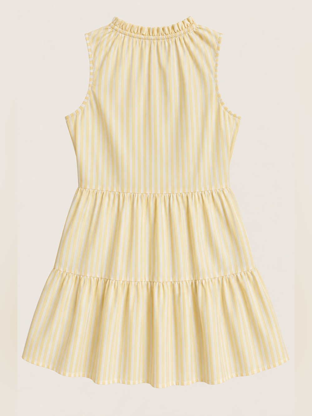 St. John’s Bay Yellow Striped Embroidered Cotton Tiered Dress Large Pockets - Picture 2 of 5
